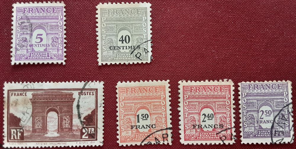 6 timbres ARCS DE TRIOMPHE PARIS 
