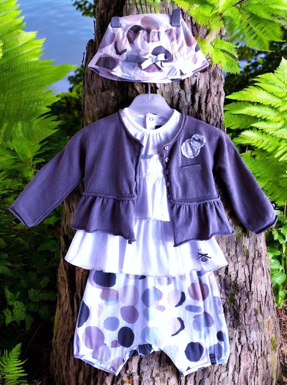 JEAN BOURGET - ENSEMBLE 4/5P B&Eacute;B&Eacute; A POIS &amp; VOLANTS 6M Vtements enfants
