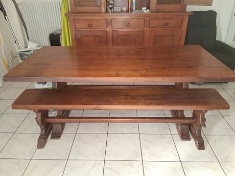 Table de ferme en bois massif  grande table familial+bancs Neuville-sur-Saône (69)