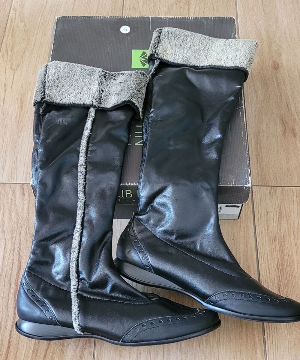Bottes agneau noir fourr&eacute;es JB Martin T38 TBE Chaussures
