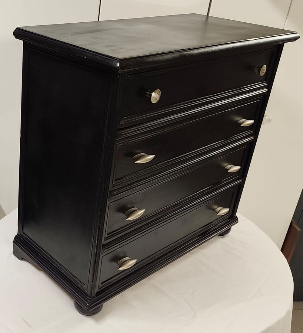 commode noire en bois 4 tiroirs Meubles