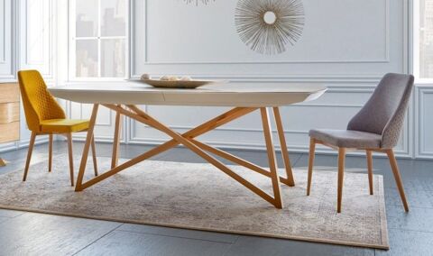 Table  manger design XXL Viaa cramique 160x100 extensible 1050 Bordeaux (33)