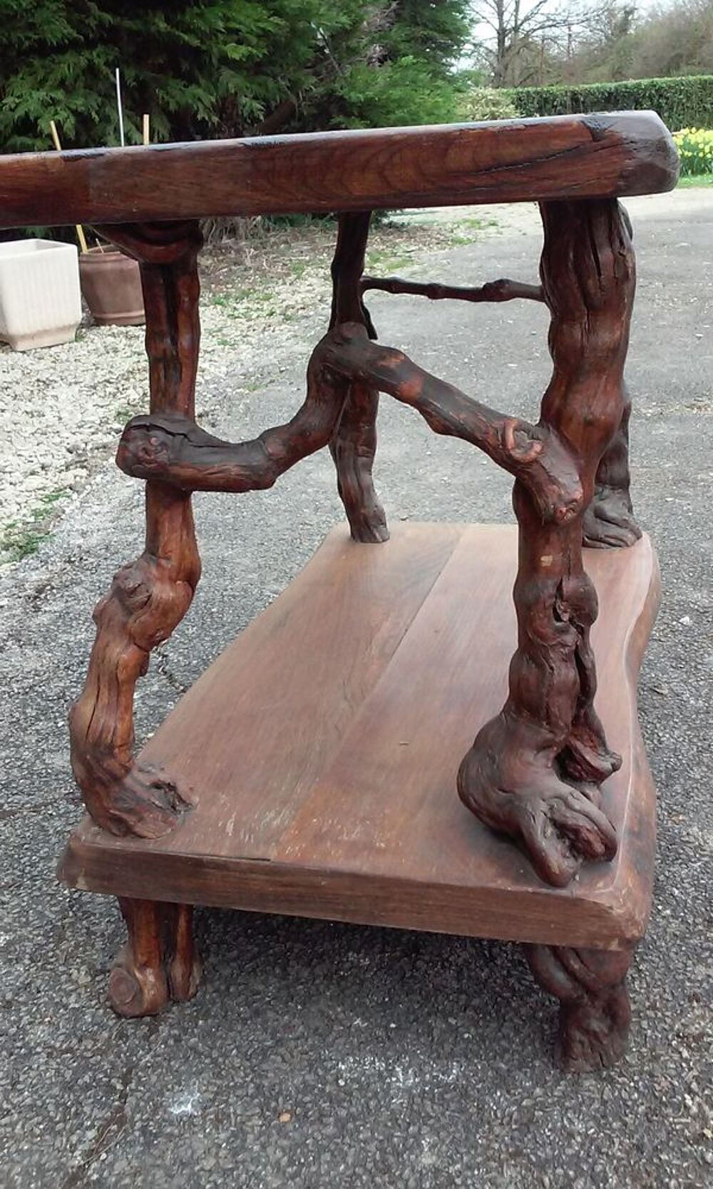 table avec 2 plateaux et pieds en ceps de vigne Meubles
