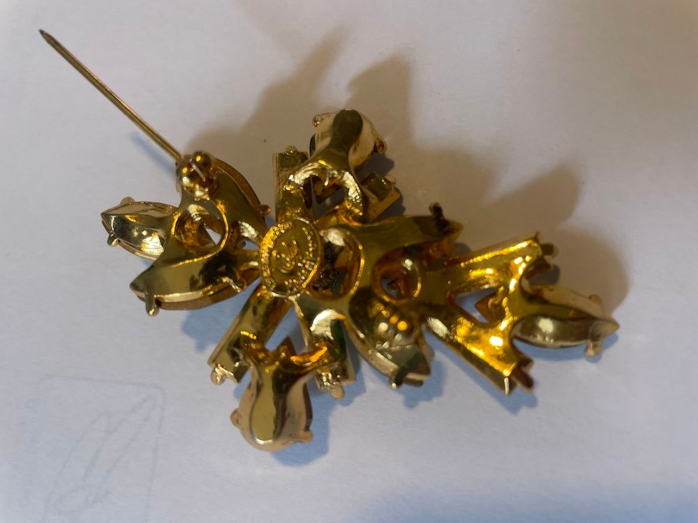 Broche Croix strass vert Crystal Christian LACROIX Bijoux et montres