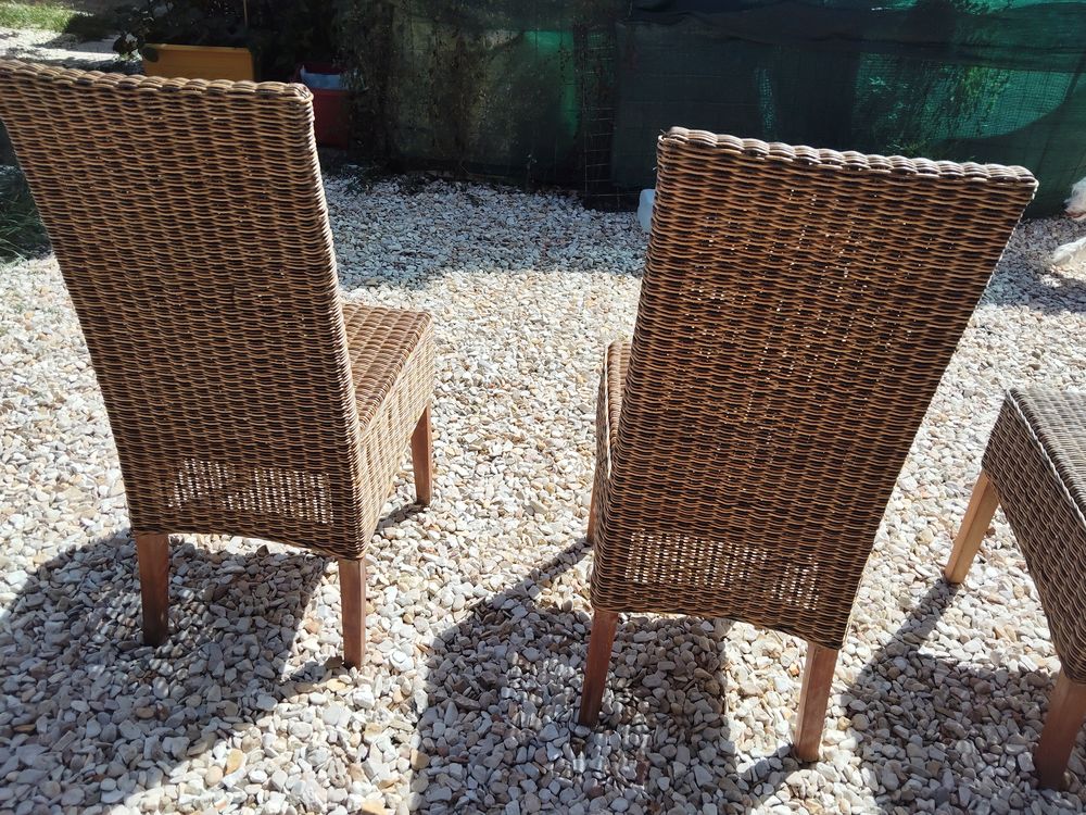 4 CHAISES ROTIN TRICOLORE Meubles