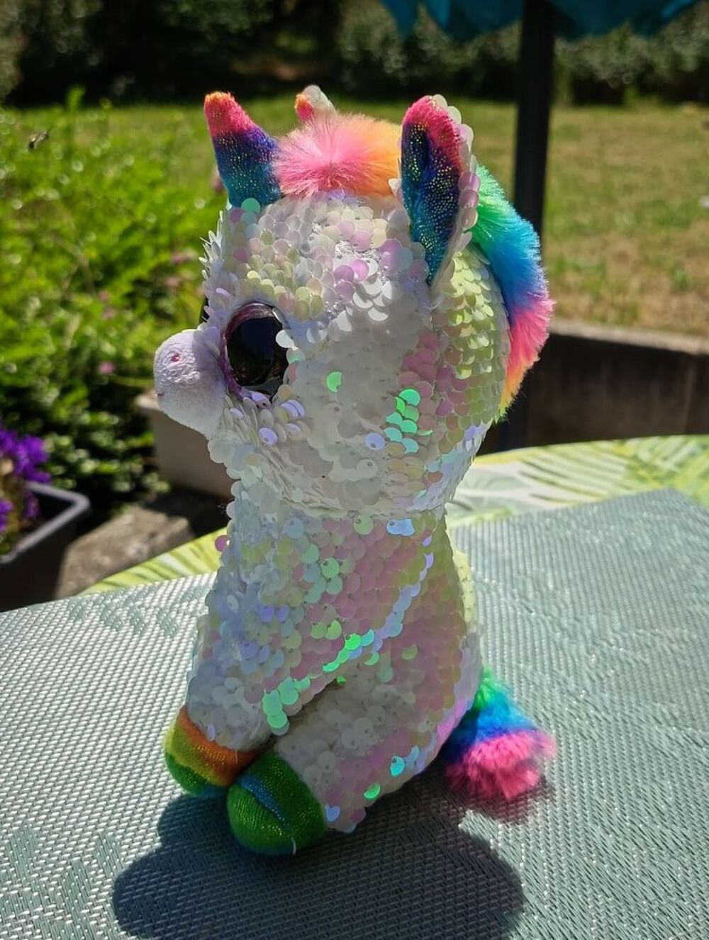 Peluche Licorne TY Fiona 16 cm Mod&egrave;le Rare Tout en Ecaille Jeux / jouets