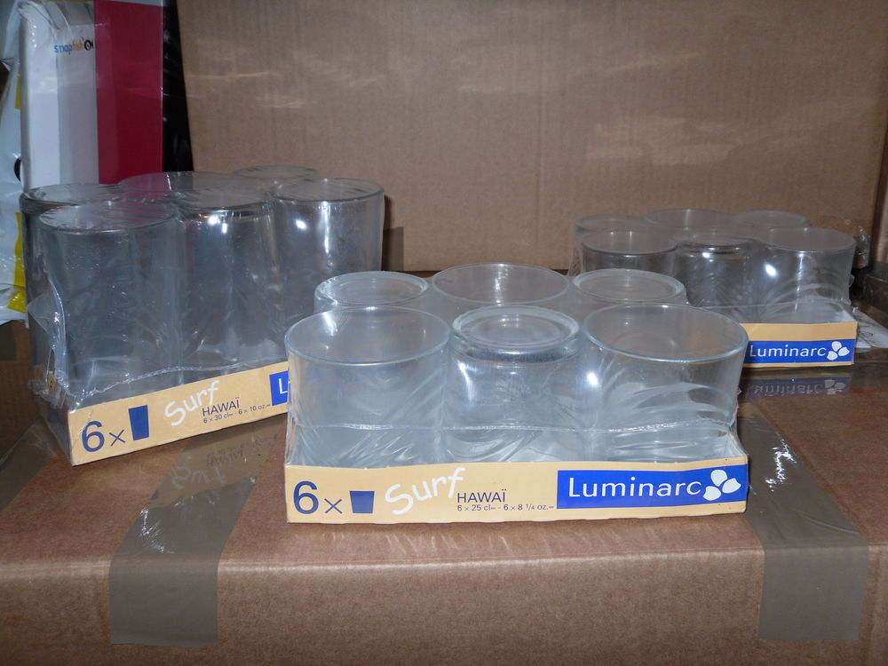 18 Verres Luminarc Hawaii surf, Neuf s/plastique LOT Cuisine