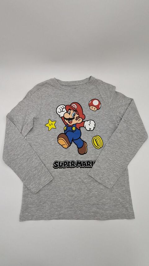 T-Shirt gris manches longues Super Mario 5 Vulbens (74)