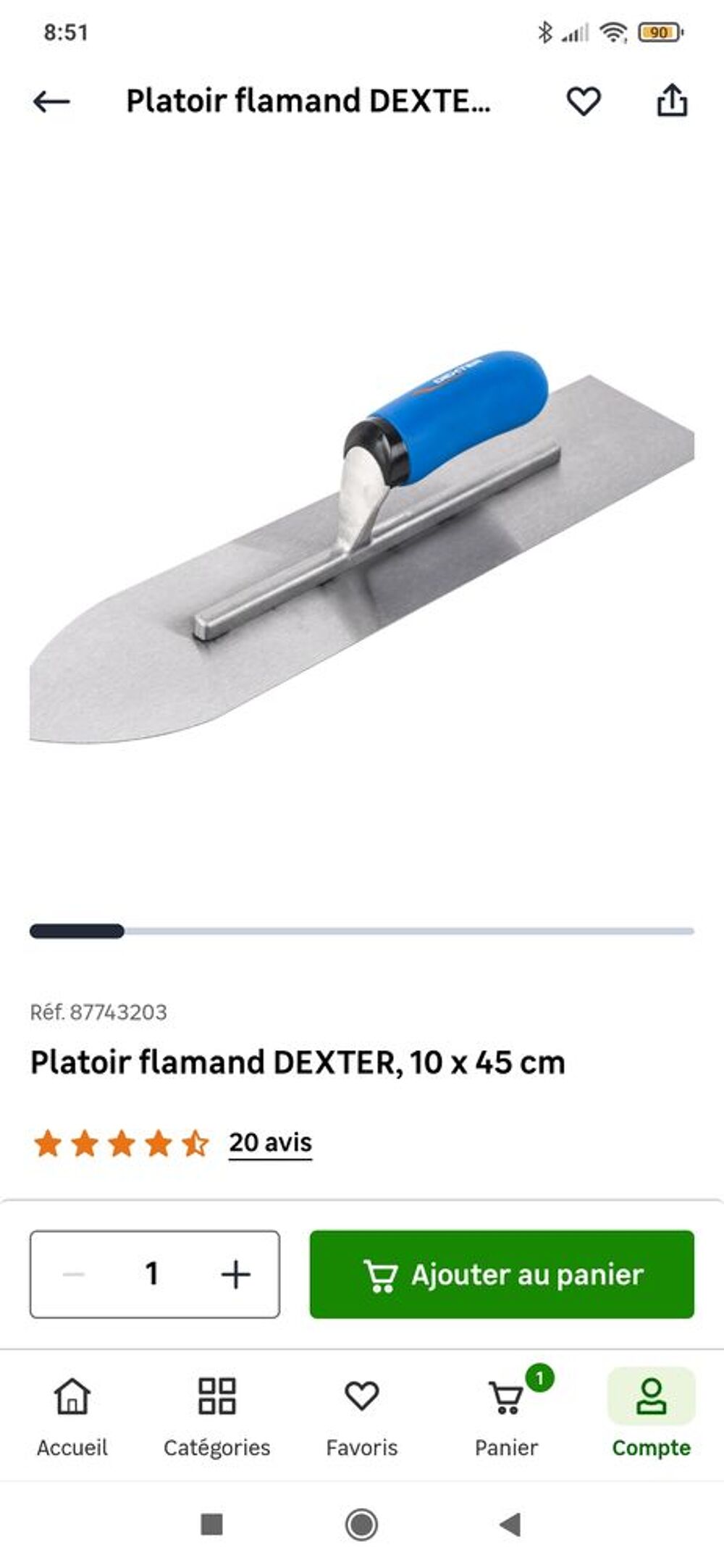 Platoir Flamand Dexter 10 cm x 45 cm Bricolage