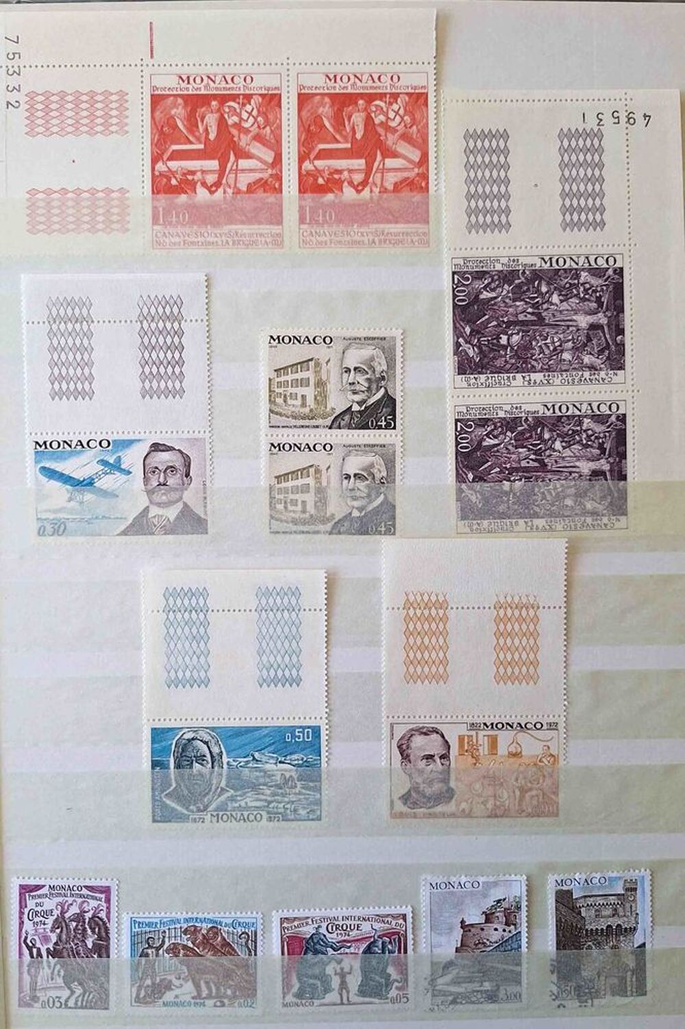 S&eacute;rie de timbres de collection de Monaco A 