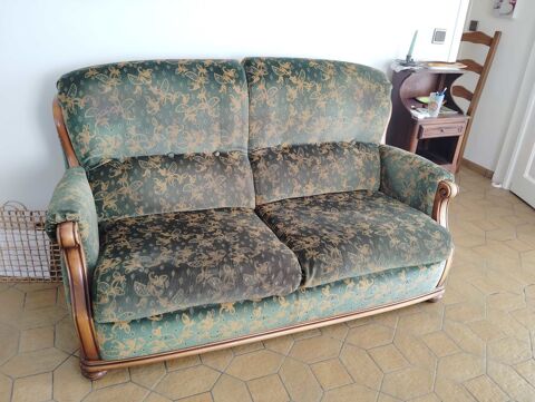 salon vintage en velours vert -canapé 2 places + 2 fauteuils 180 Haubourdin (59)