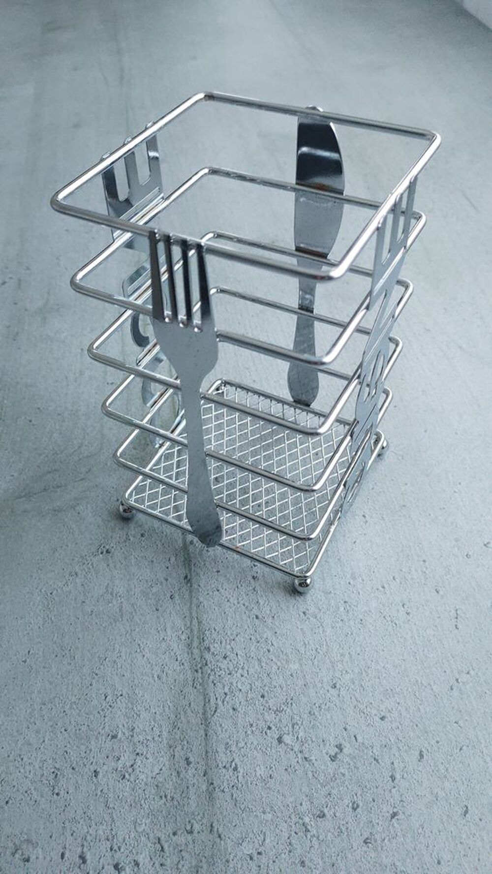 Porte-Ustensiles de Cuisine Design en M&eacute;tal Argent&eacute; Décoration