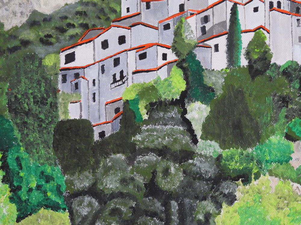 Tableau acrylique sur toile - Village de montagne Décoration