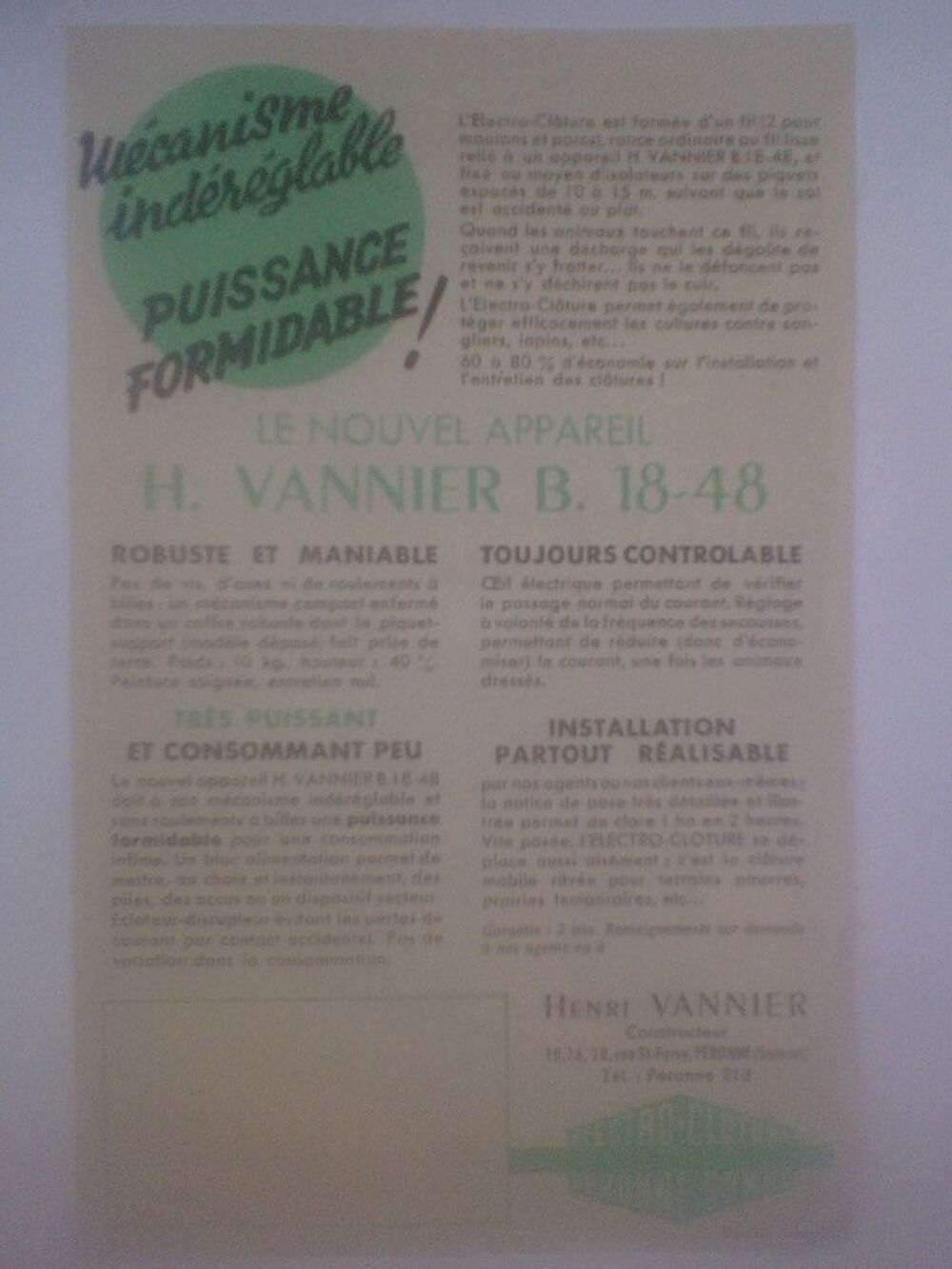 Vache Fermi&egrave;re L'Electro-Cl&ocirc;ture Henri Vannier P&eacute;ronne Somme 