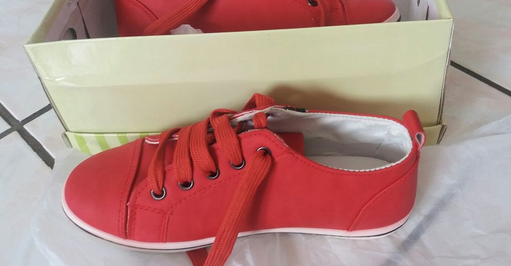 sneakers baskets Mode Rouge " Mademoiselle g " - n - P 36 Chaussures
