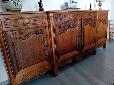 Buffet enfilade chêne massif 3 corps style Louis XV 580 Die (26)