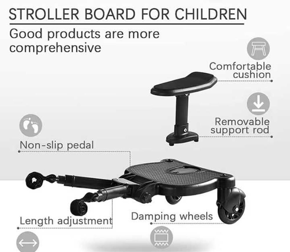 Planche+de+Poussette+2-en-1+Assise+et+Debout+avec+Si&egrave;ge+Amovible Mobilier enfants