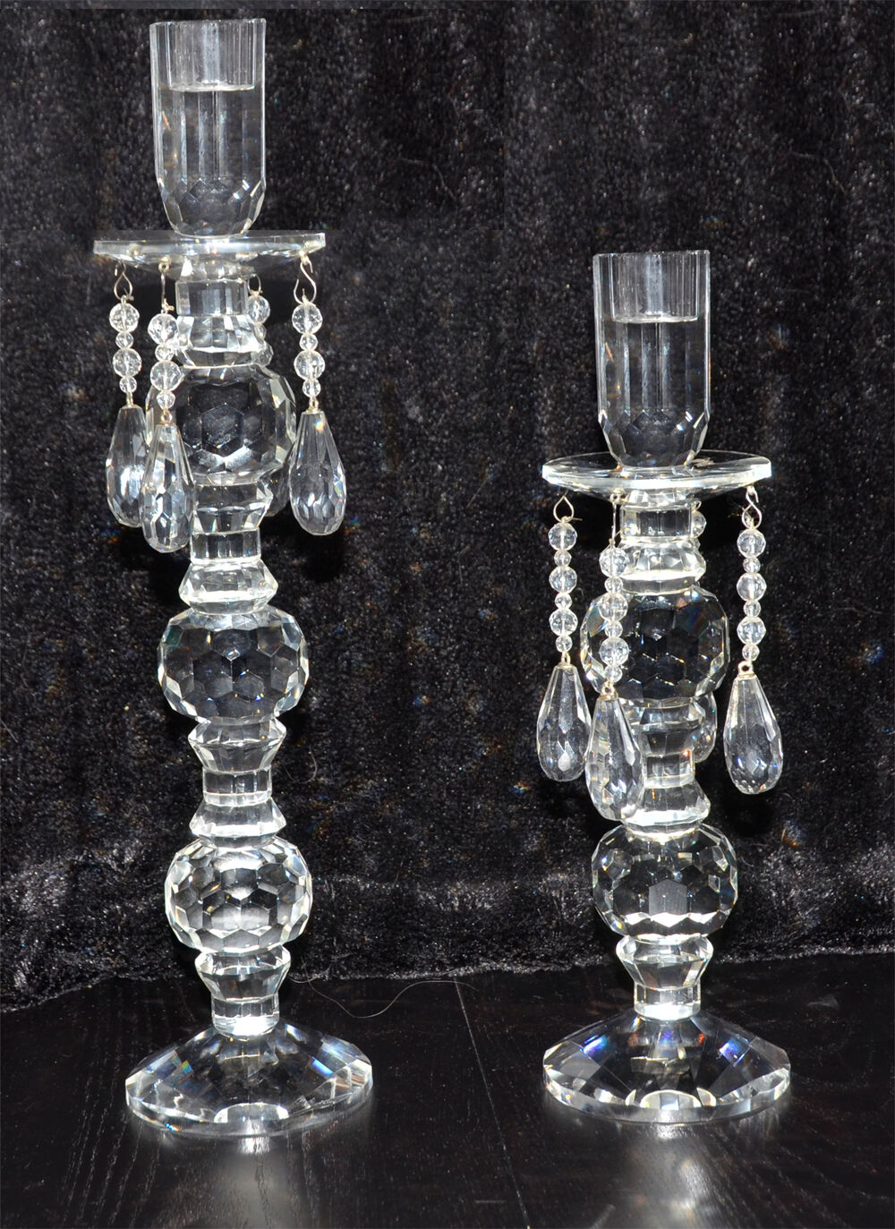 Bougeoirs en verre Bois et chiffon Décoration