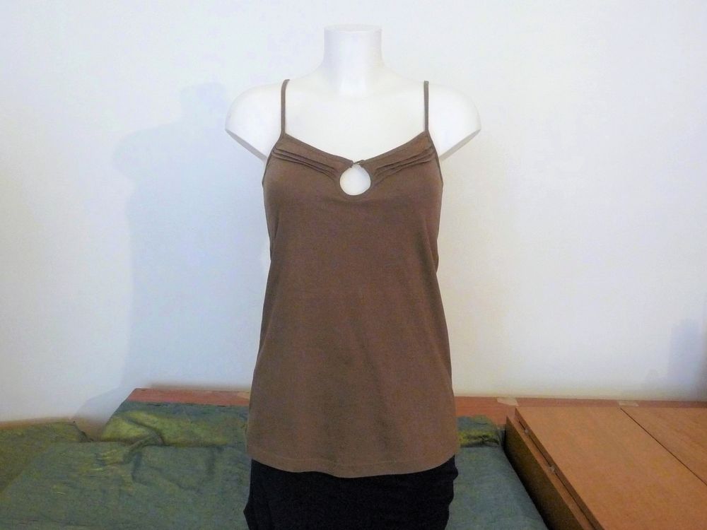 Top/ Tee Shirt &agrave; Bretelles 100% Coton Marron Kaki-La Redoute Vêtements