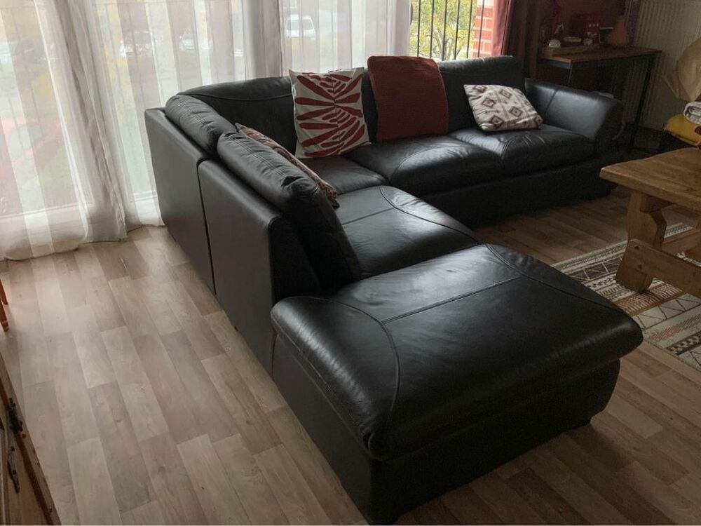 SALON ANGLE SIMILI CUIR MARRON Meubles