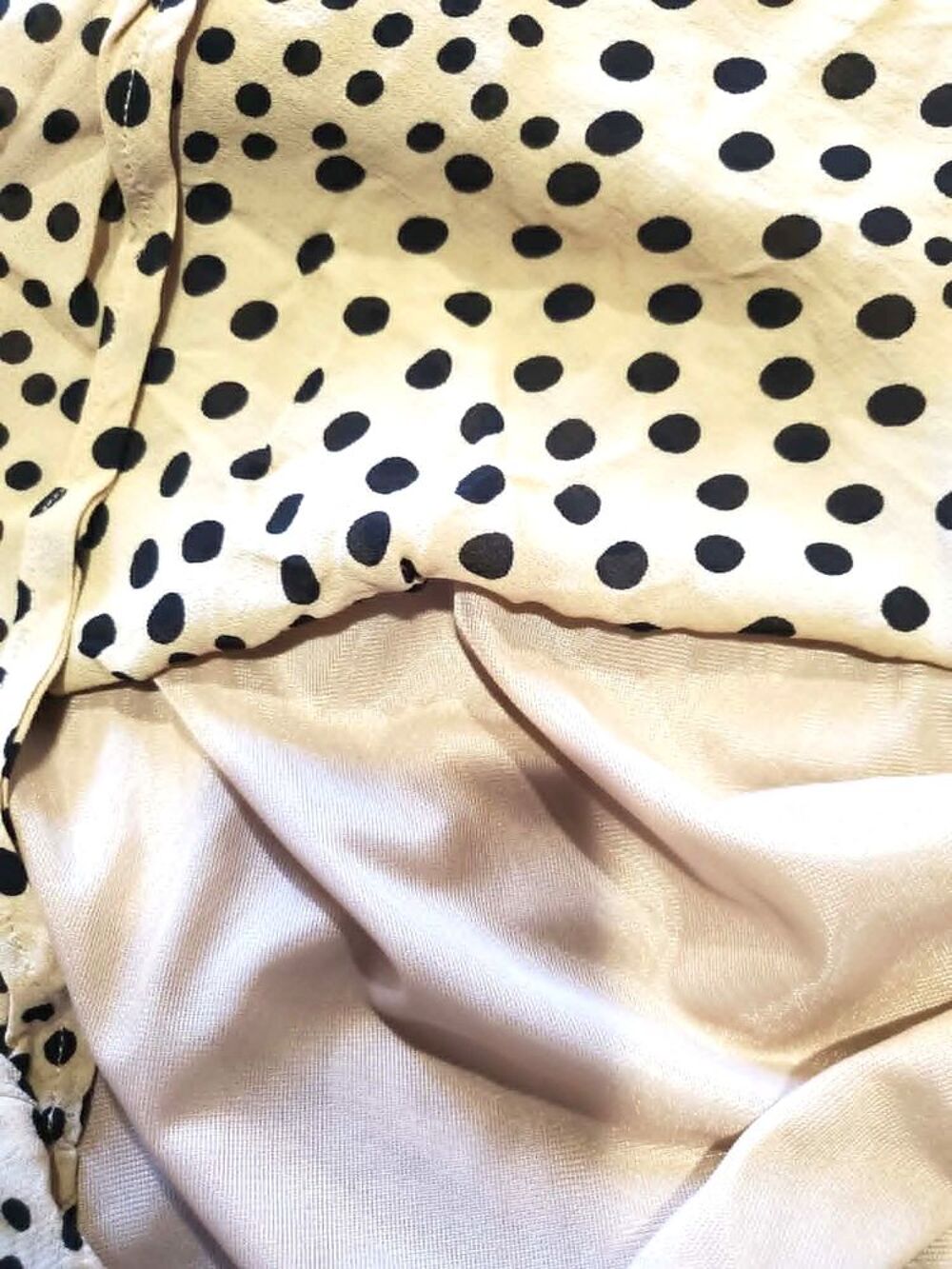 HAUT FEMME BEIGE CAMEL A POIS NOIRS T50 Vêtements