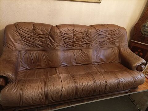 Canap et fauteuil en cuir et bois 70 Villiers-sur-Orge (91)