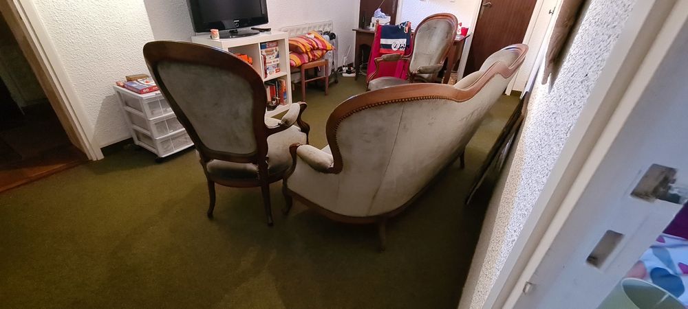 Canap&eacute; + 2 fauteuils style Napol&eacute;on III Meubles