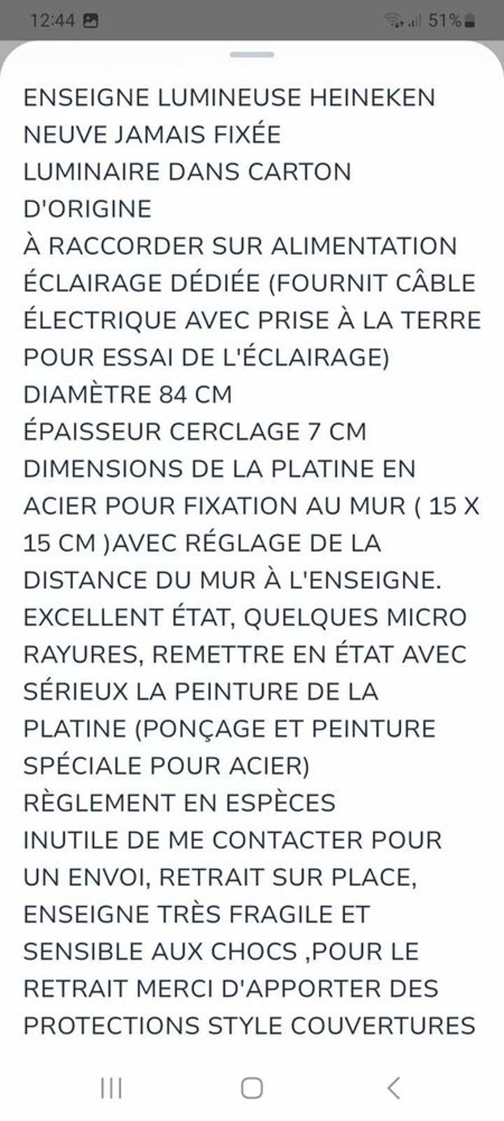 ENSEIGNE LUMINEUSE HEINEKEN NEUVE 