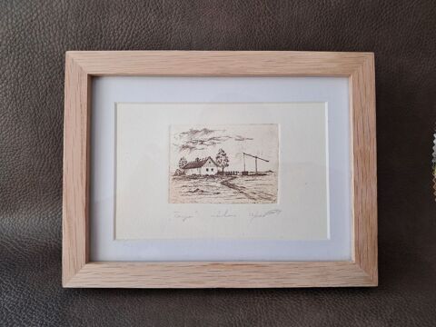 tableau lithographie gravure paysage de Hongrie de 1994 15 Carnon Plage (34)