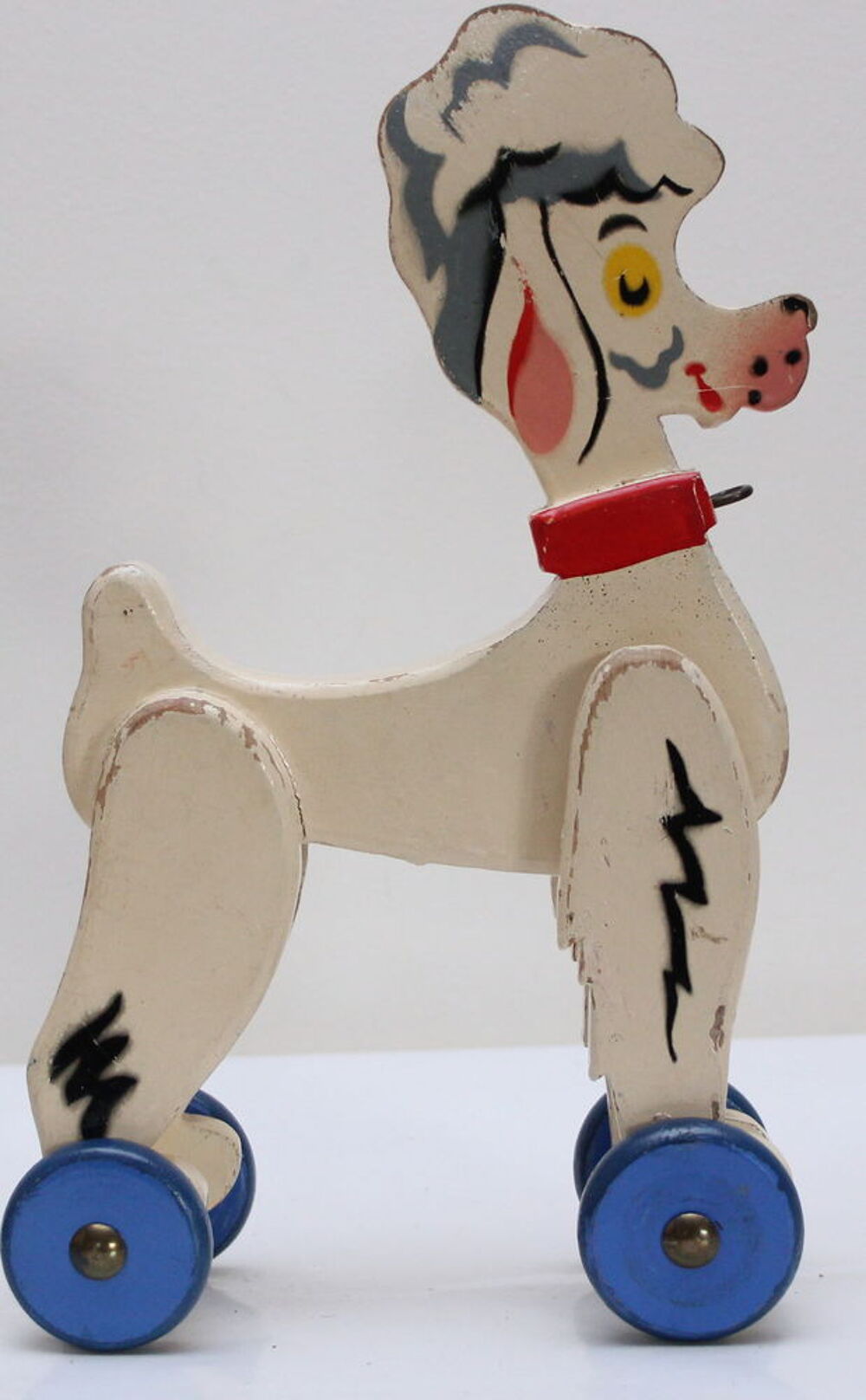 Caniche jouet bois &agrave; trainer 1950 Jeux / jouets