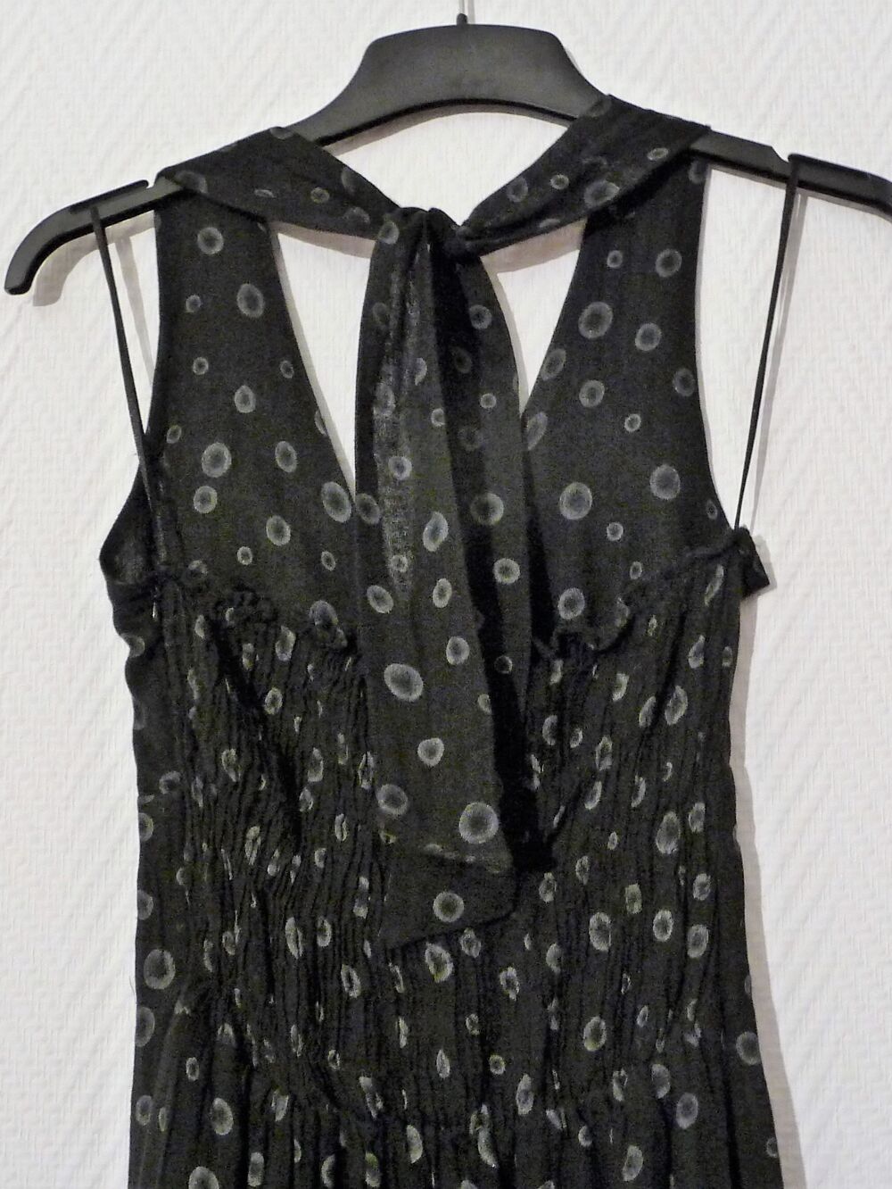 Robe Longue Dos Nu en 100% Coton Noir et Blanc- Promod Vêtements