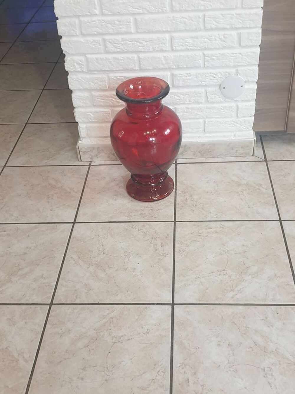 Vase /pot verre rouge Dcoration