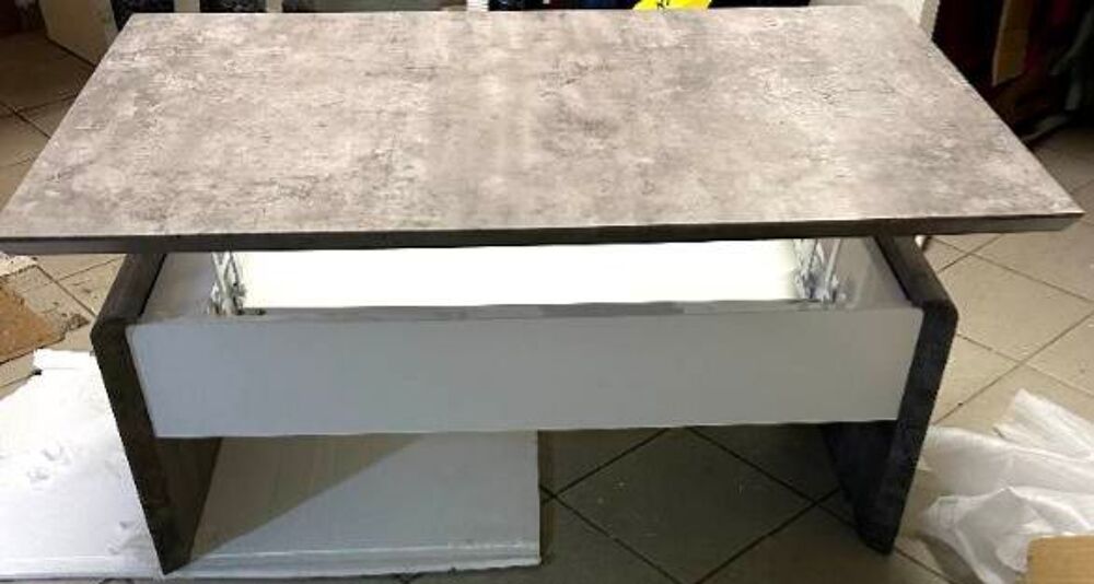 Table basse b&eacute;ton/blanc GIULIAR 2 Meubles
