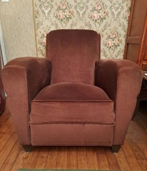 2 grands fauteuils Club annes 50 velours marron 40 Brest (29)