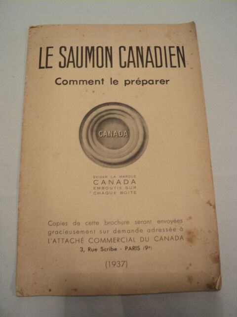 Livre Cuisine Brochure Le Saumon Canadien Canada 1937 16 Loches (37)