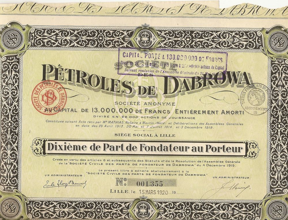 lot d'une vingtaine de bons au porteur 