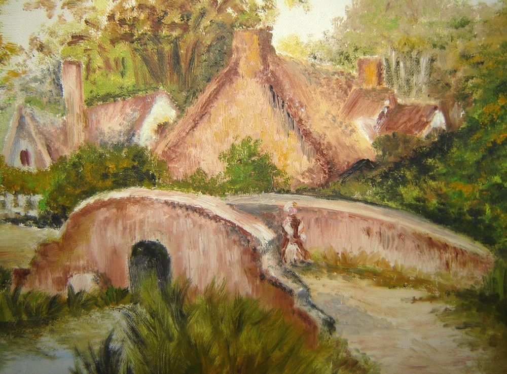 Ancien tableau peinture hameau sign&eacute; jean maillard Décoration