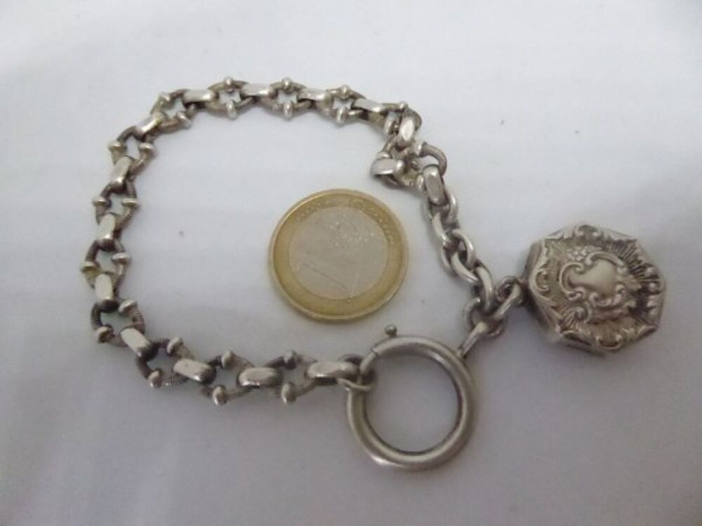 Bracelet Femme Argent Cisel&eacute; Avec Breloque 19 e si&egrave;cle Bijoux et montres