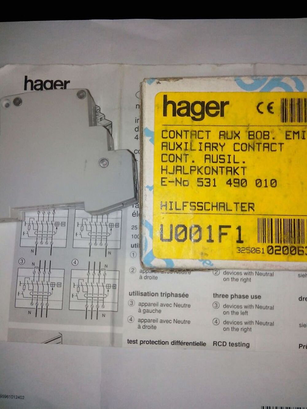 contact auxiliaire hager U001 Bricolage