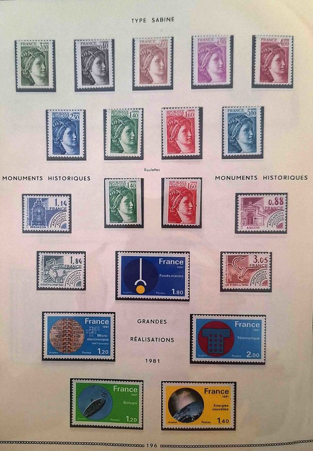 S&eacute;rie de timbres de collection de France F4 