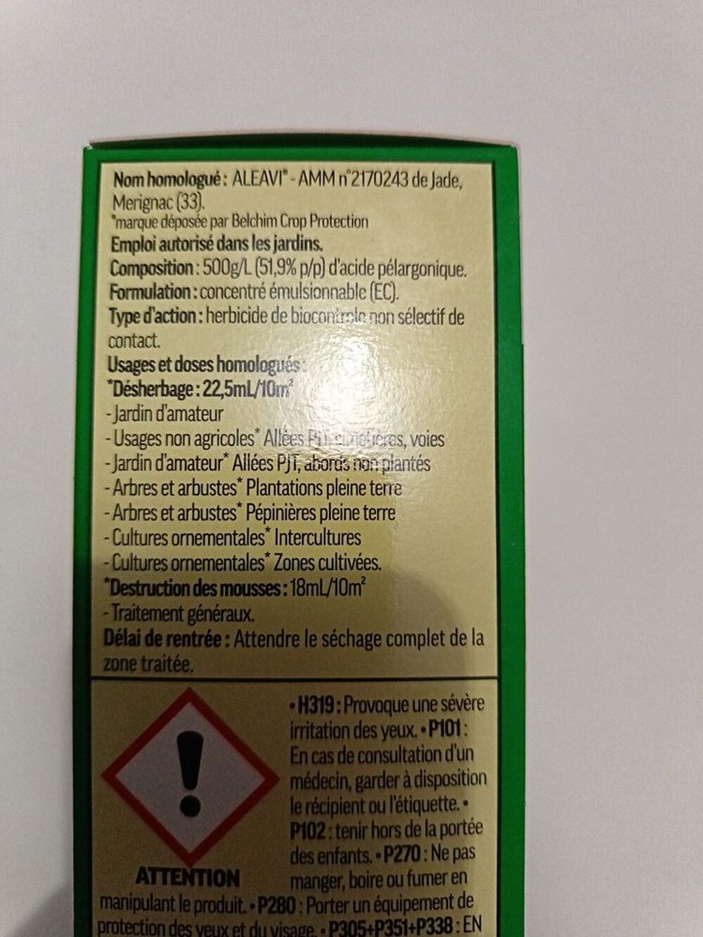 Roundup acide palargonique Jardin