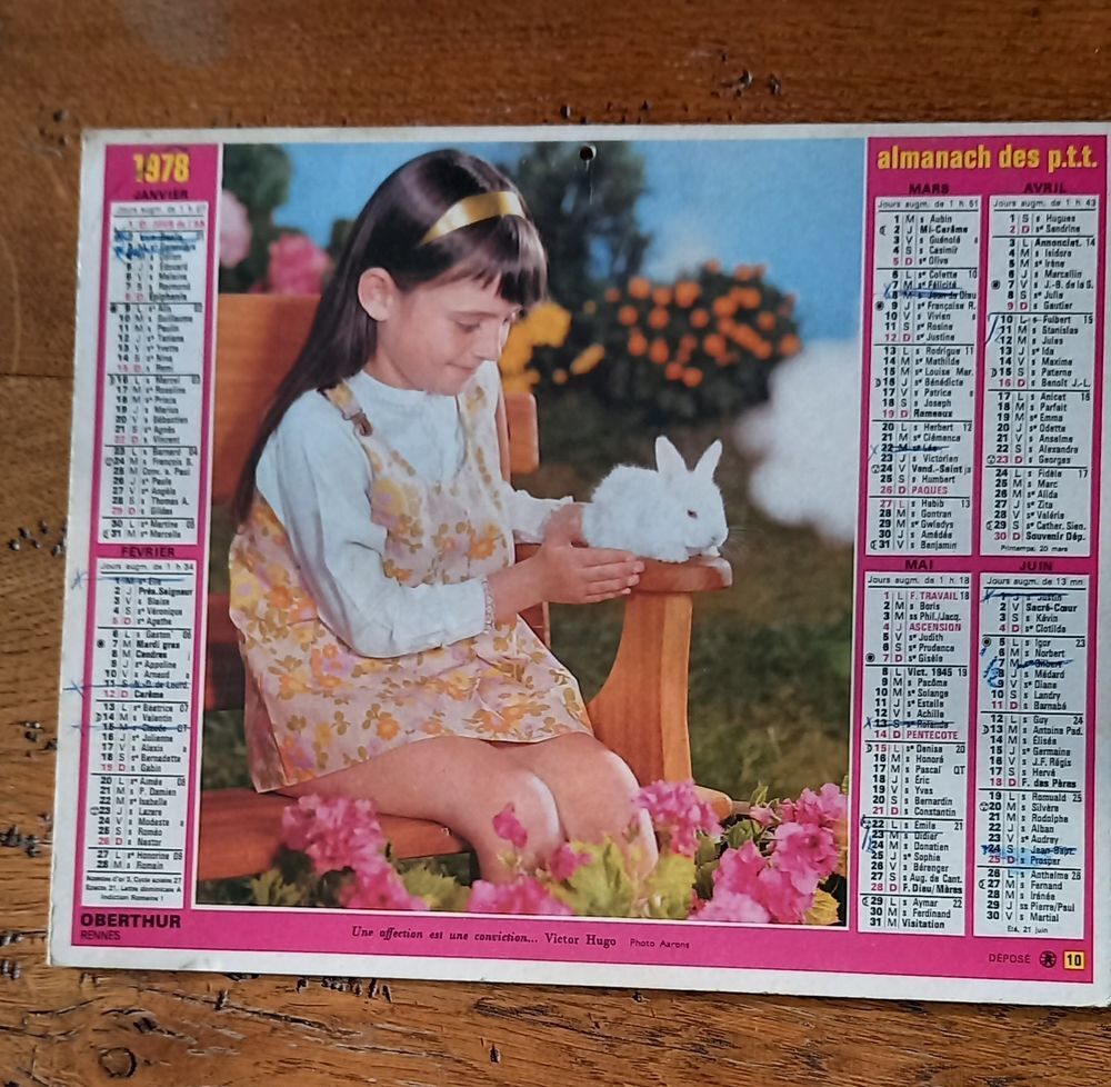 Almanach des PTT diff&eacute;rentes annees 