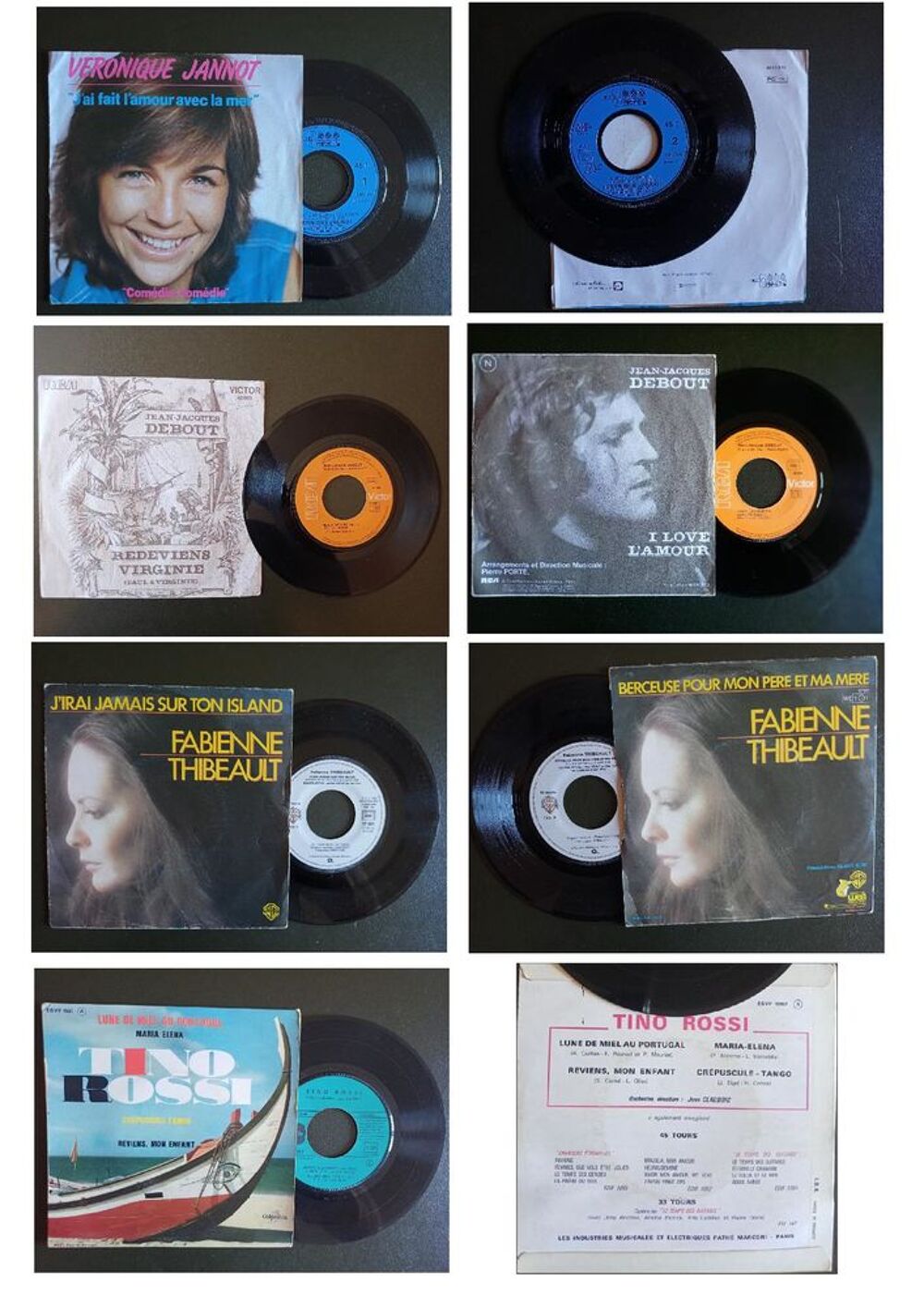 Lot Disques vinyles 45T, vari&eacute;t&eacute; fran&ccedil;aise 1960 &agrave; 90 CD et vinyles