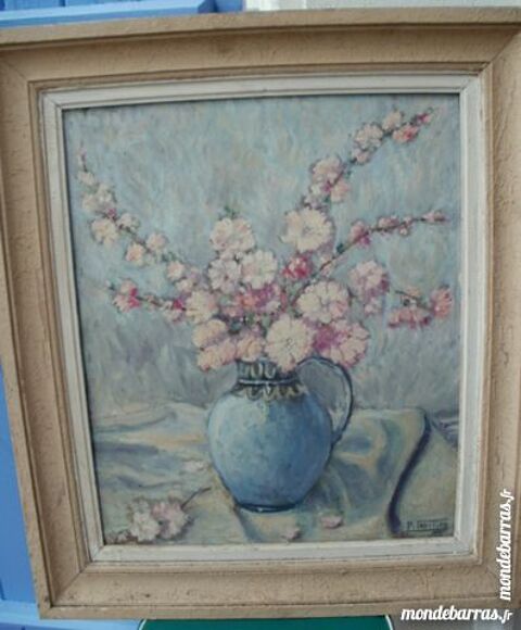 Tableau signé peinture sur toile 42.5 x 51.5 fleur 70 Montauban (82)