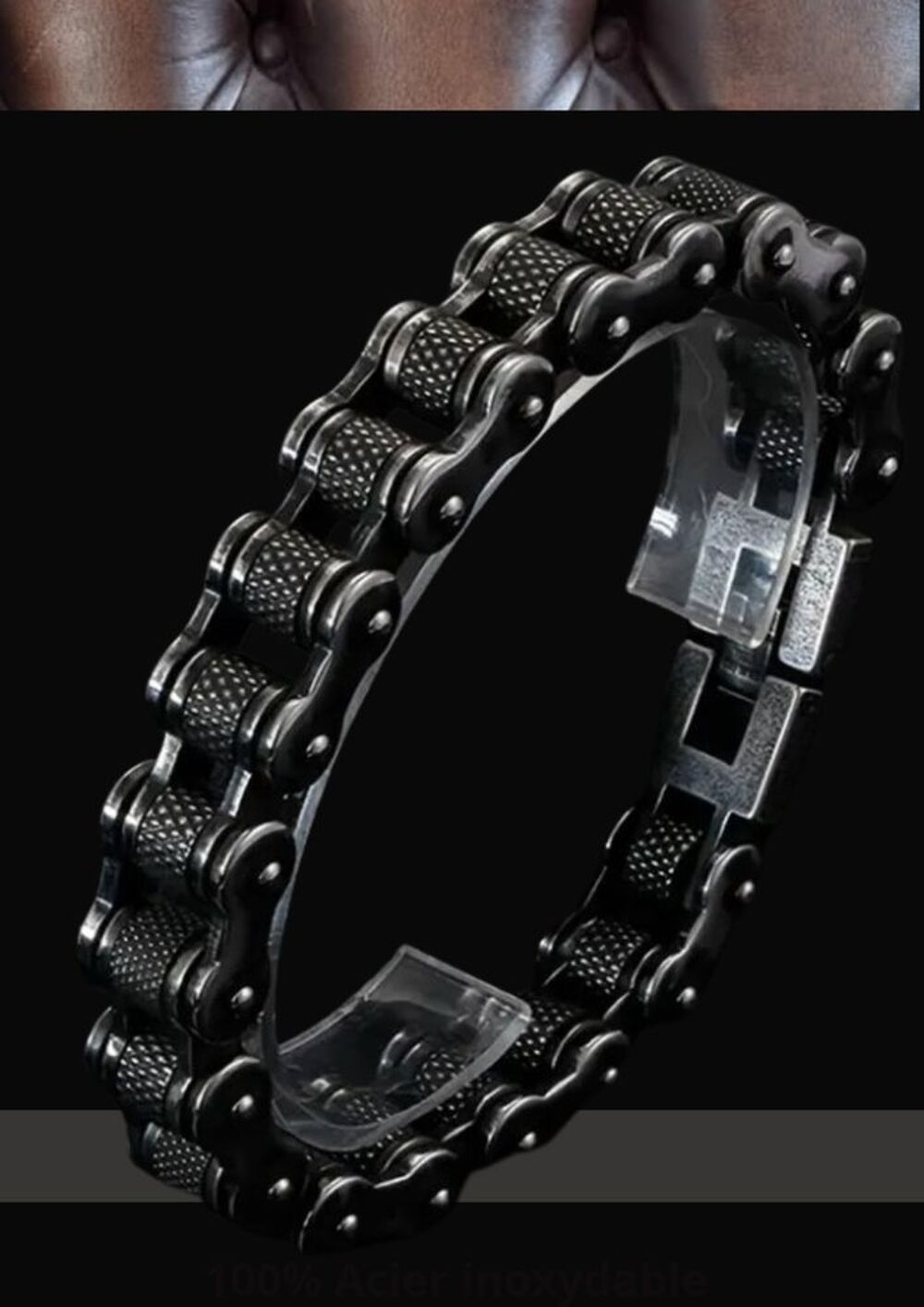 Bracelet Cha&icirc;ne de Moto Acier d'Inspiration Vintage Bijoux et montres