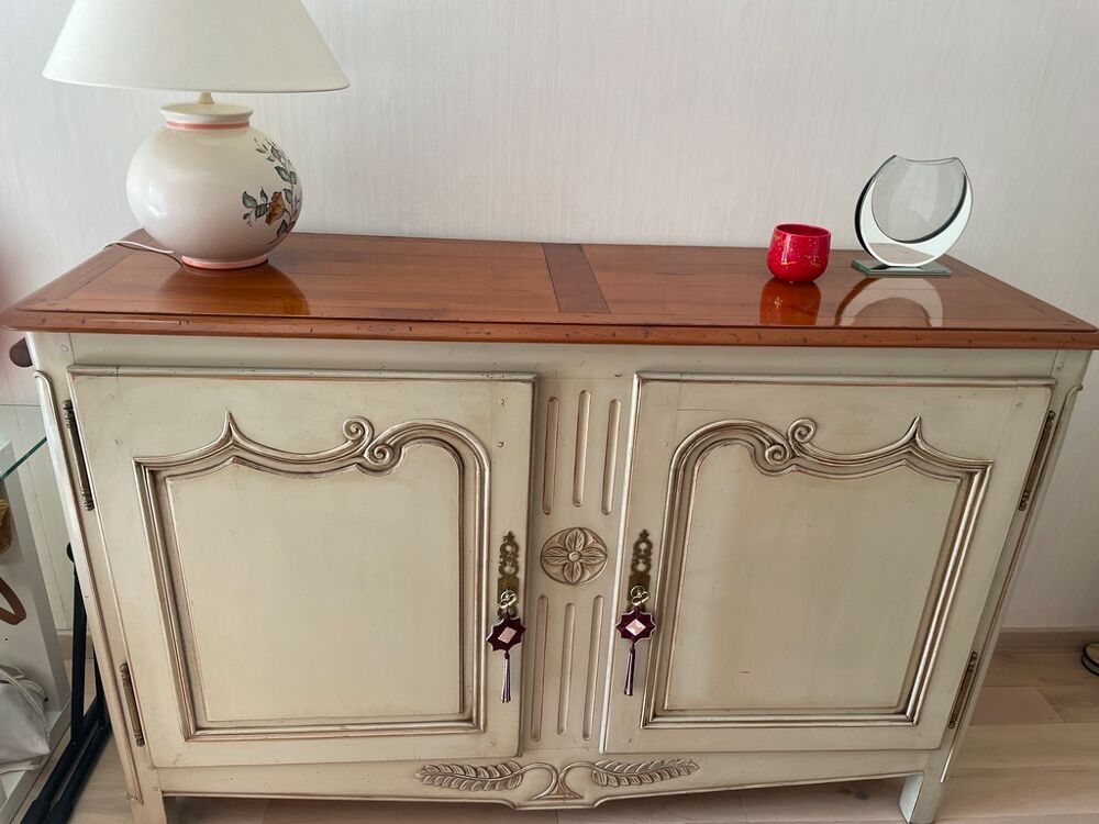 Buffet bas bois cr&egrave;me merisier Meubles