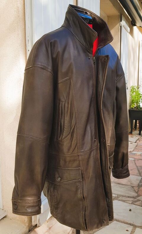 Veste Homme trois quart cuir agneau pleine fleur marron Bondoufle (91)