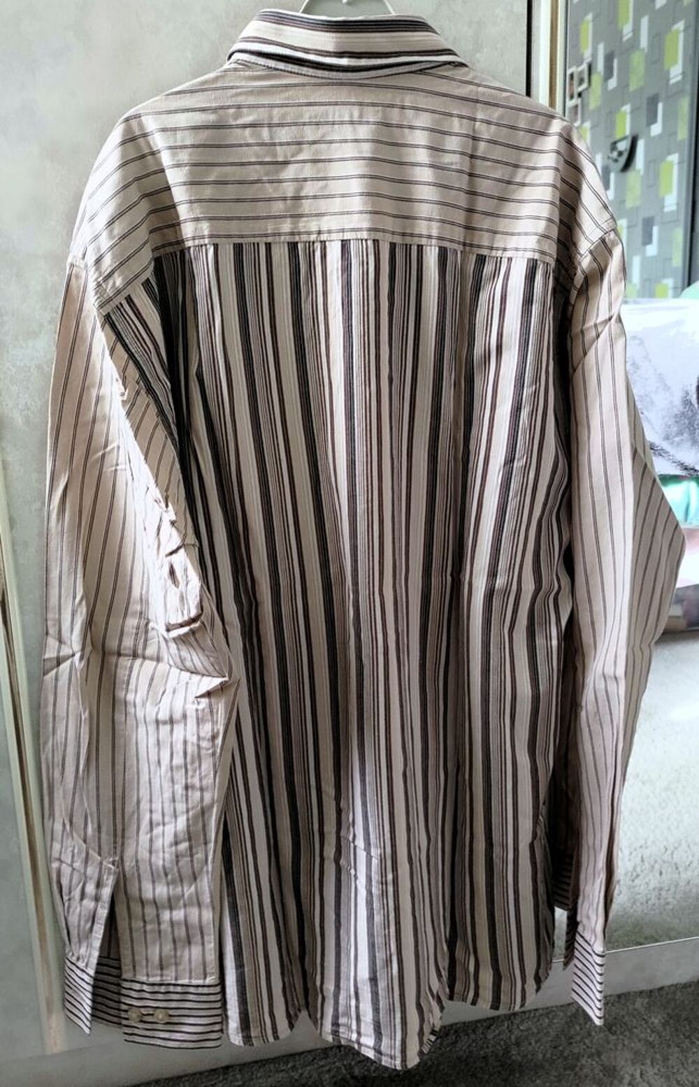 chemise homme habill&eacute;e, beige ray&eacute;e noire T XL V�tements