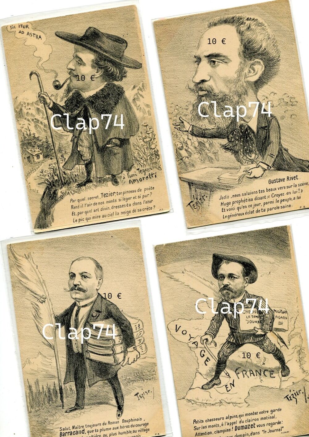 Lot de 7 cartes postales anciennes illustr&eacute;es Teyssier 