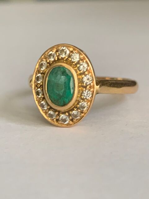 Bague or meraude et diamants 1400 Martigues (13)